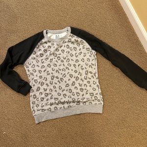 Karassen animal print body with sold dark grey sleeve sweatshirt